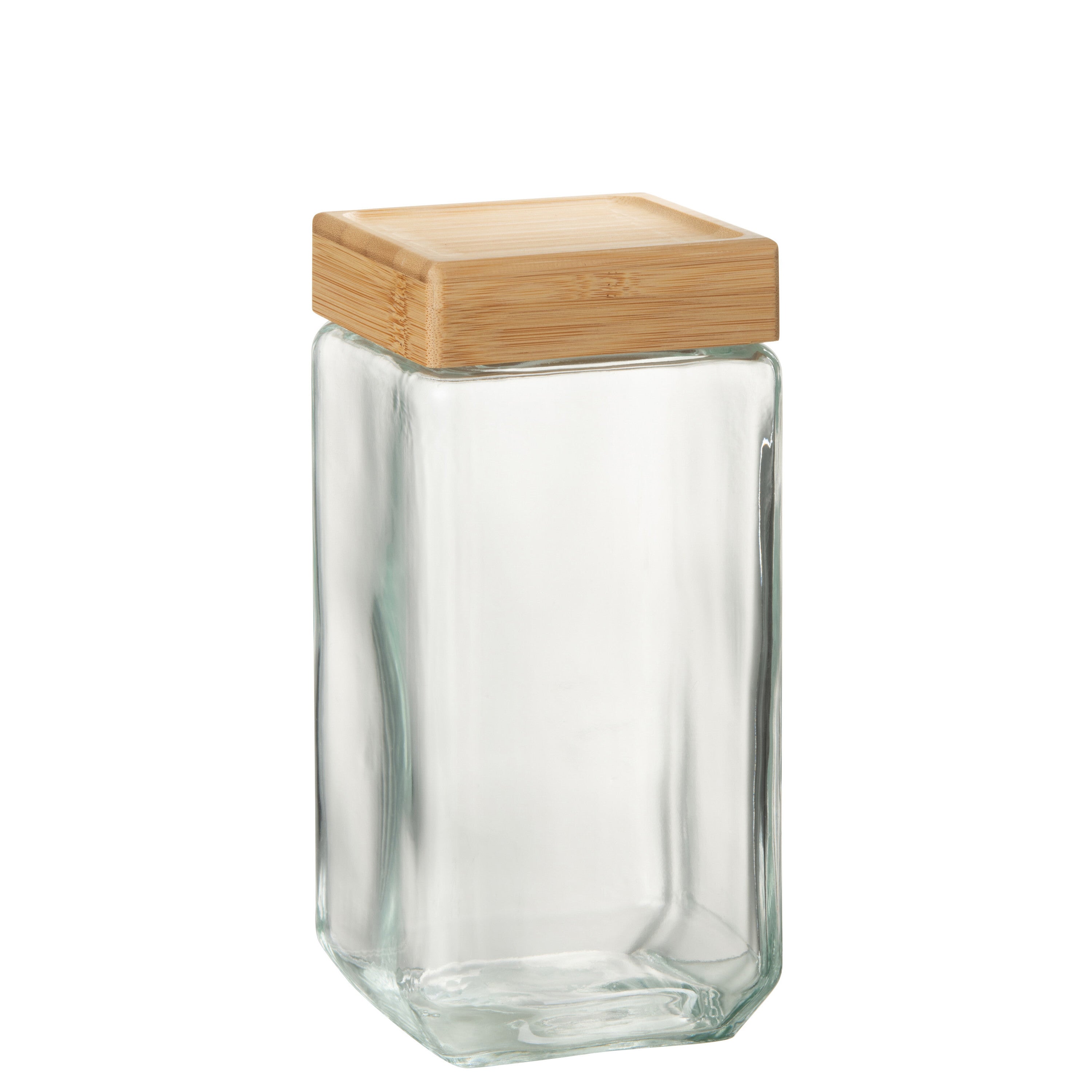 J-Line voorraadpot Brad - glas bamboe - transparant naturel