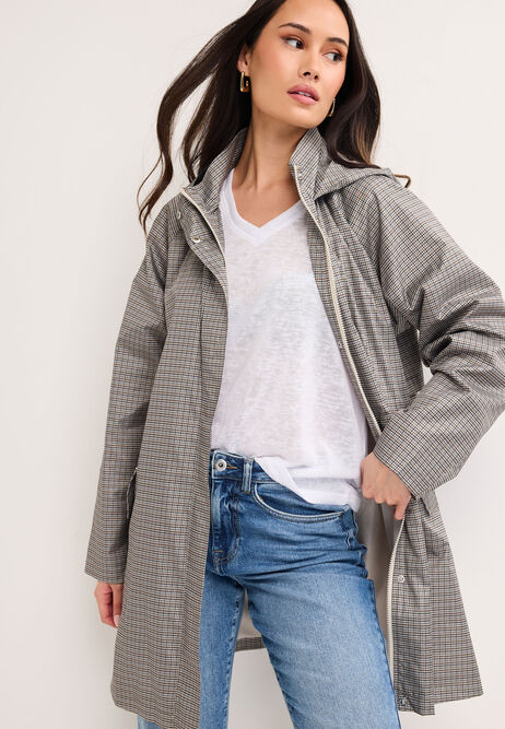 Womens Grey Check Glam Mac Jacket