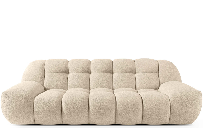 KONSIMO VENA Sofa dwuosobowa styl japandi, efekt "bubble" tkanina boucle