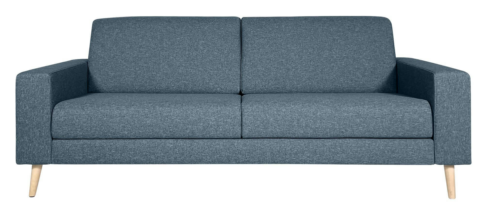 VIGGO - Canapé fixe 3 places  en tissu bleu