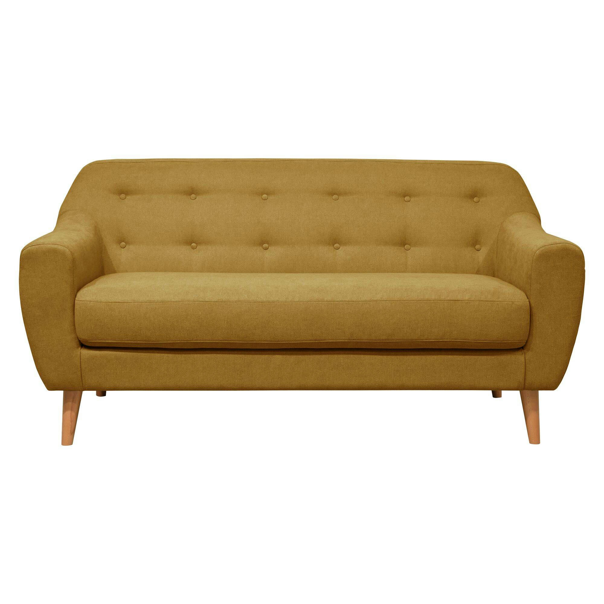 AGATHE - Canapé fixe en tissu 2 places moutarde