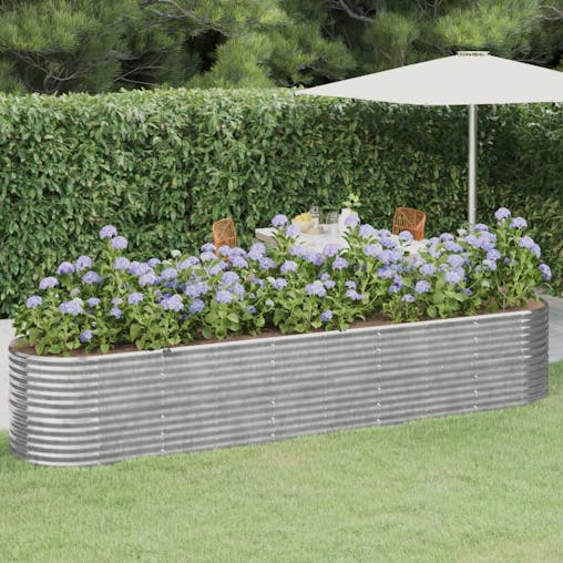 NNEVL Garden Planter Powder-coated Steel 368x80x68 cm Silver