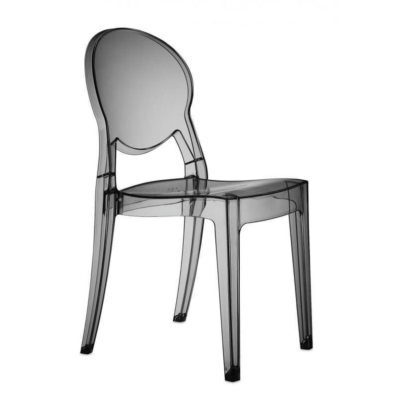 IGLOO - Chaise design en plastique gris transparent