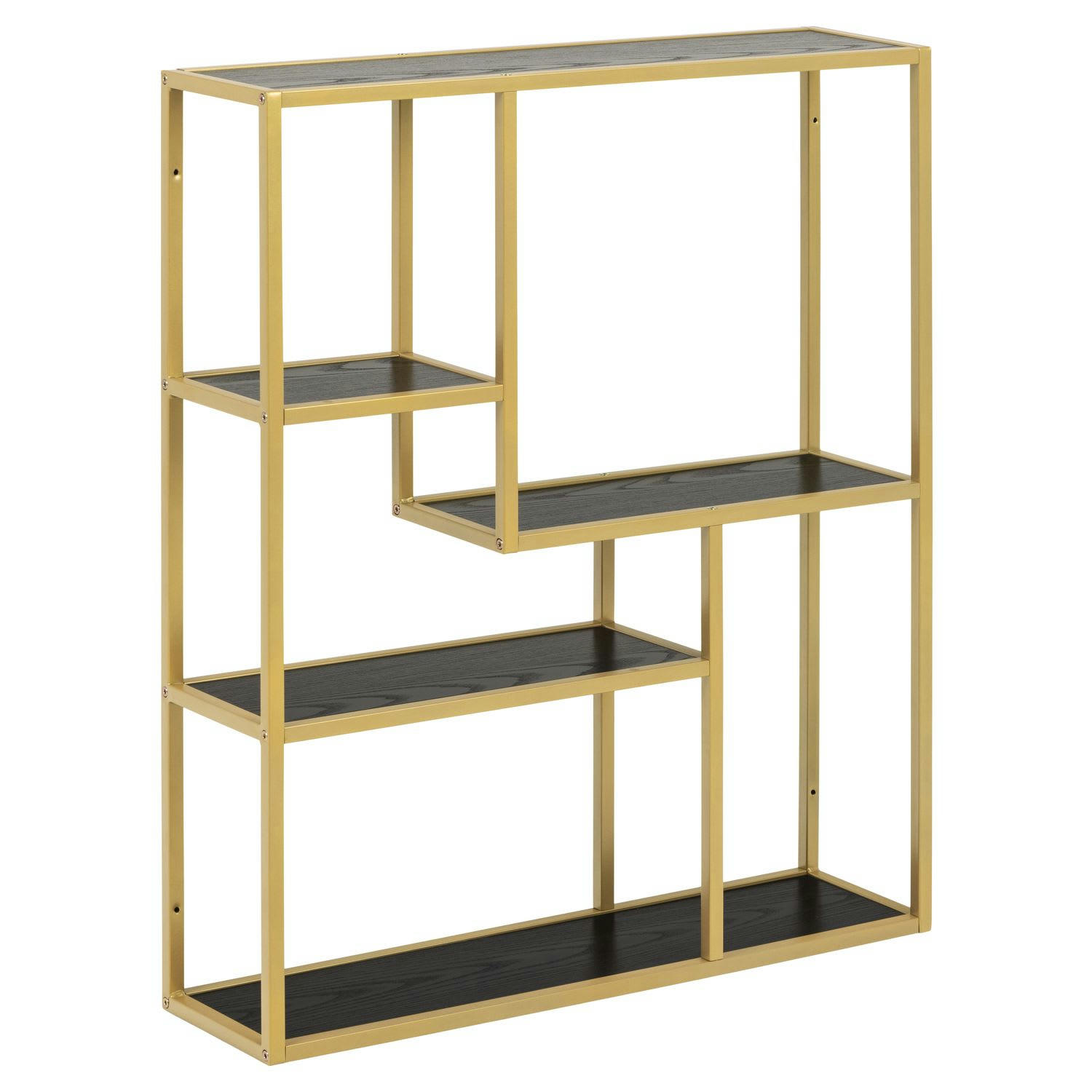 SIREINE - Etagère 4 niveaux asymétriques en mdf et métal or