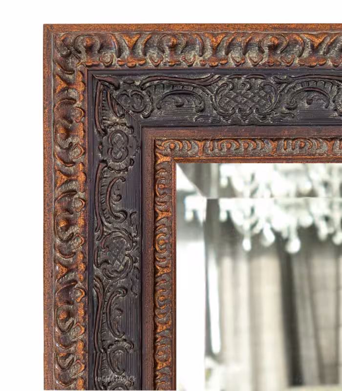 West Frames Parisienne French Ornate Wood Framed Wall Mirror Antique Bronze Black Patina Finish