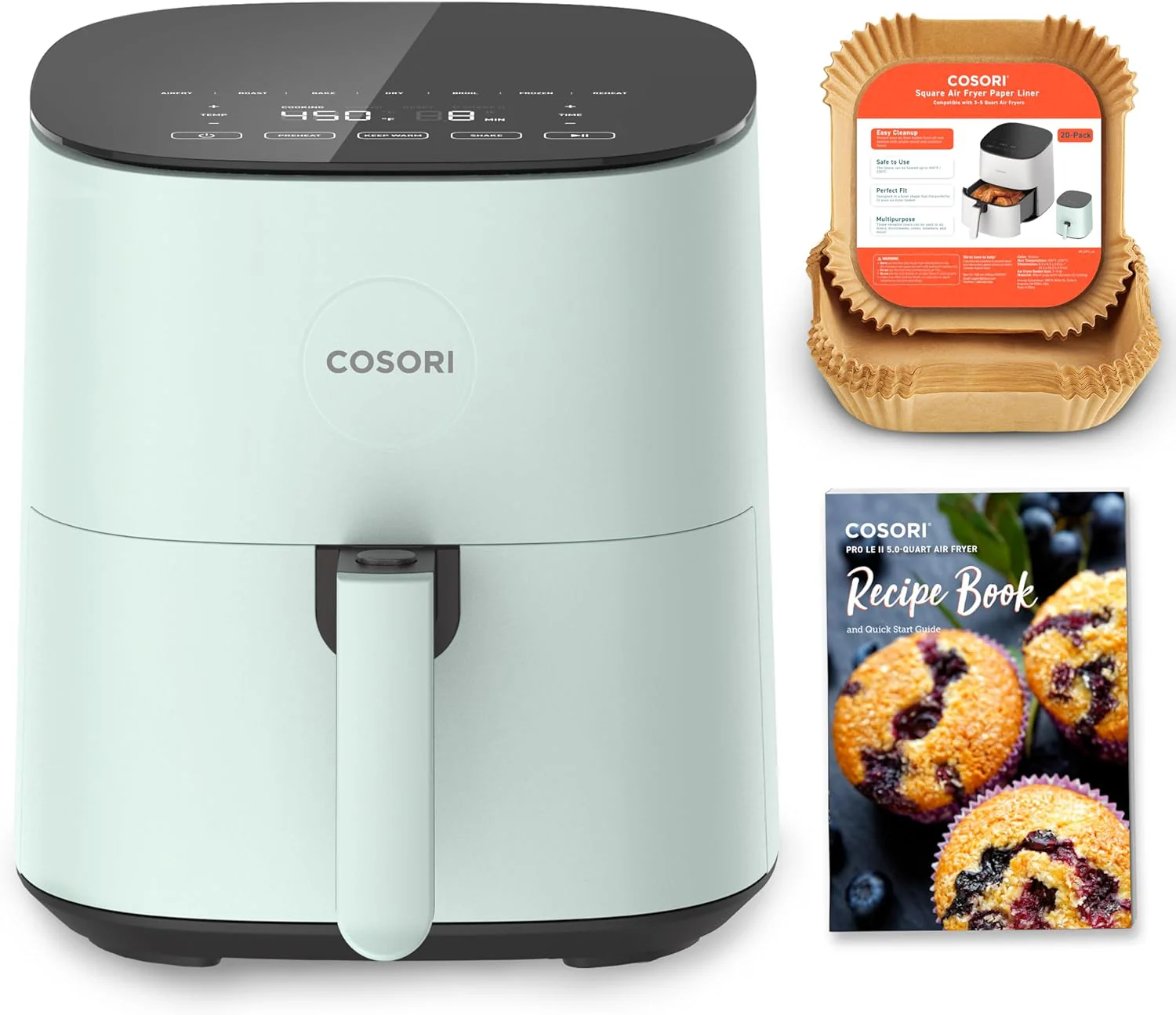 Air Fryer Dual Blaze, 6.8-Quart, Precise Temps Prevent Overcooking, Heating Adjusts for a True Air Fry, Bake, Roast, and Broil, Even and Fast Cooking, In-App Recipes, 1750W, Dark gray(5 QT/Green)