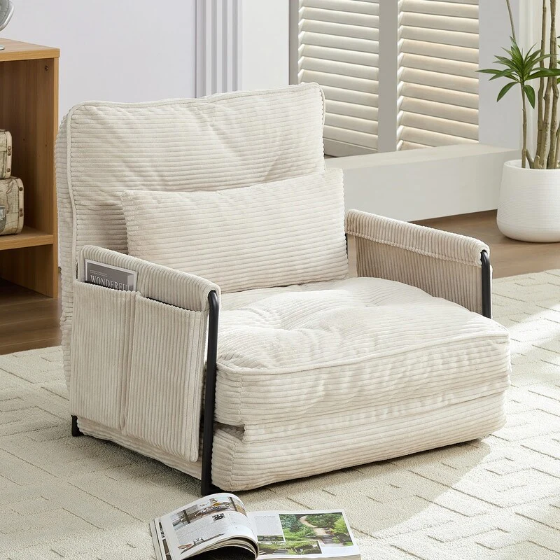 Mixoy Muti-Functional Folding Futon Sofa Bed Floor Sofa Bed，Single Lazy Sofa with Pillows,6 Position Adjustable Backrest