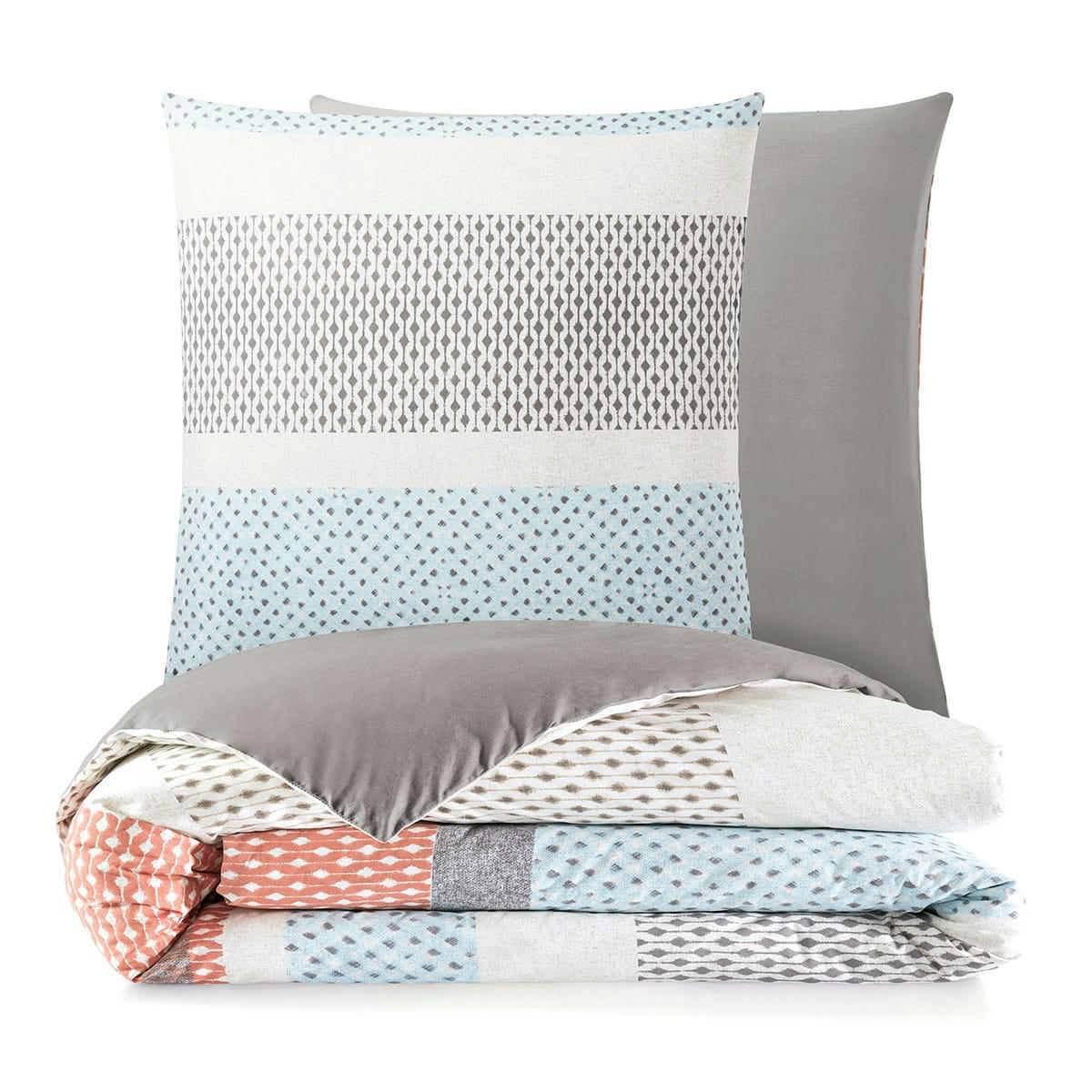 MAMBO - Parure de lit percale gris foncé 200x200 + 2x50x75 cm