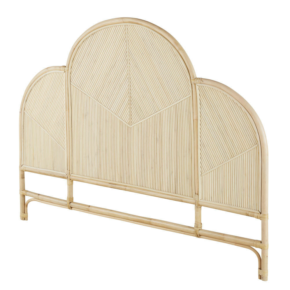 Bornéo - Tête de lit marqueterie de rotin 160 beige