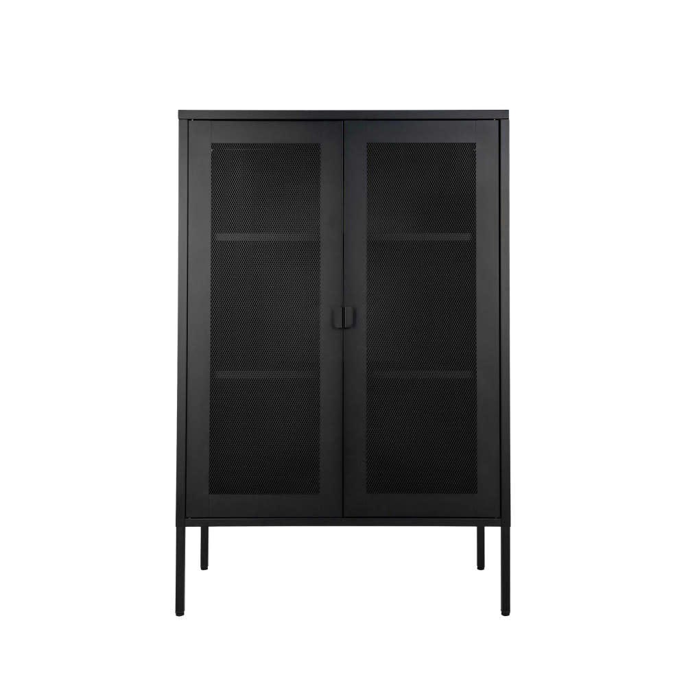 MELBOURNE - Vaisselier en métal avec portes grillagées noir