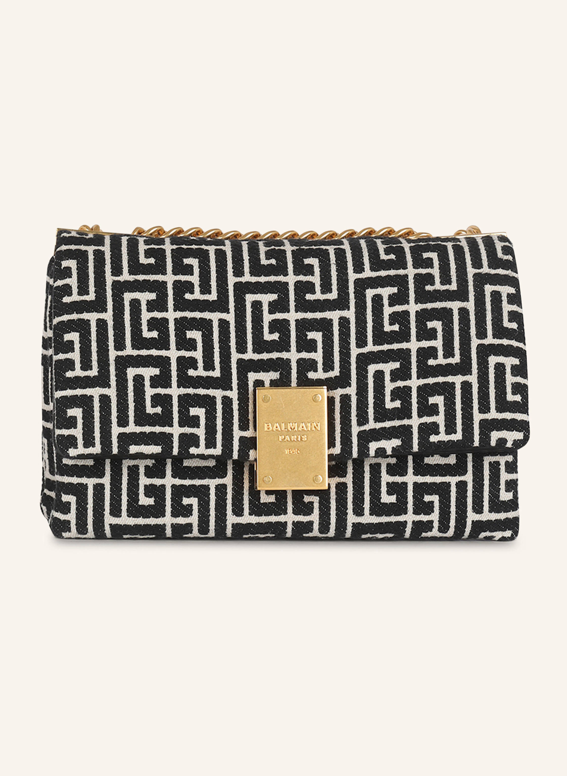 BALMAIN Kleine Tasche 1945 Soft aus Canvas mit Monogramm-Muster