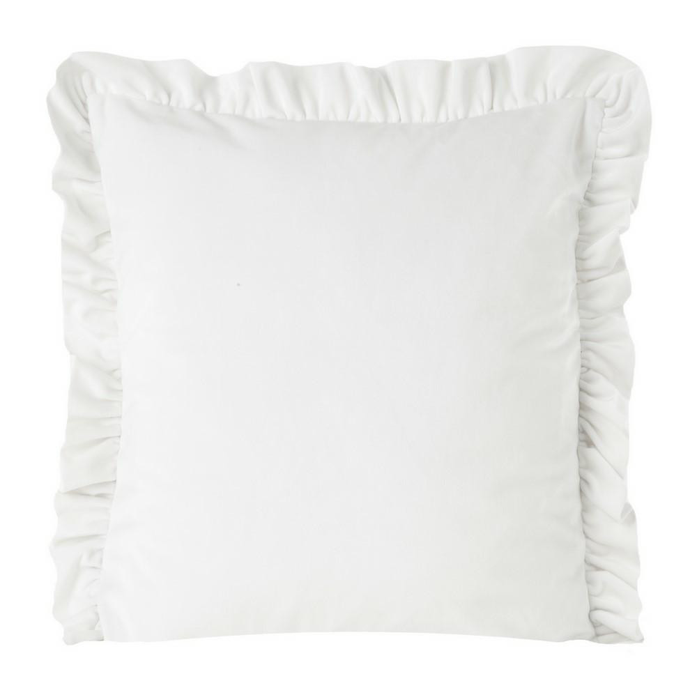 Poszewka 45x45 Velvet 25 B biała welurowa falbanka