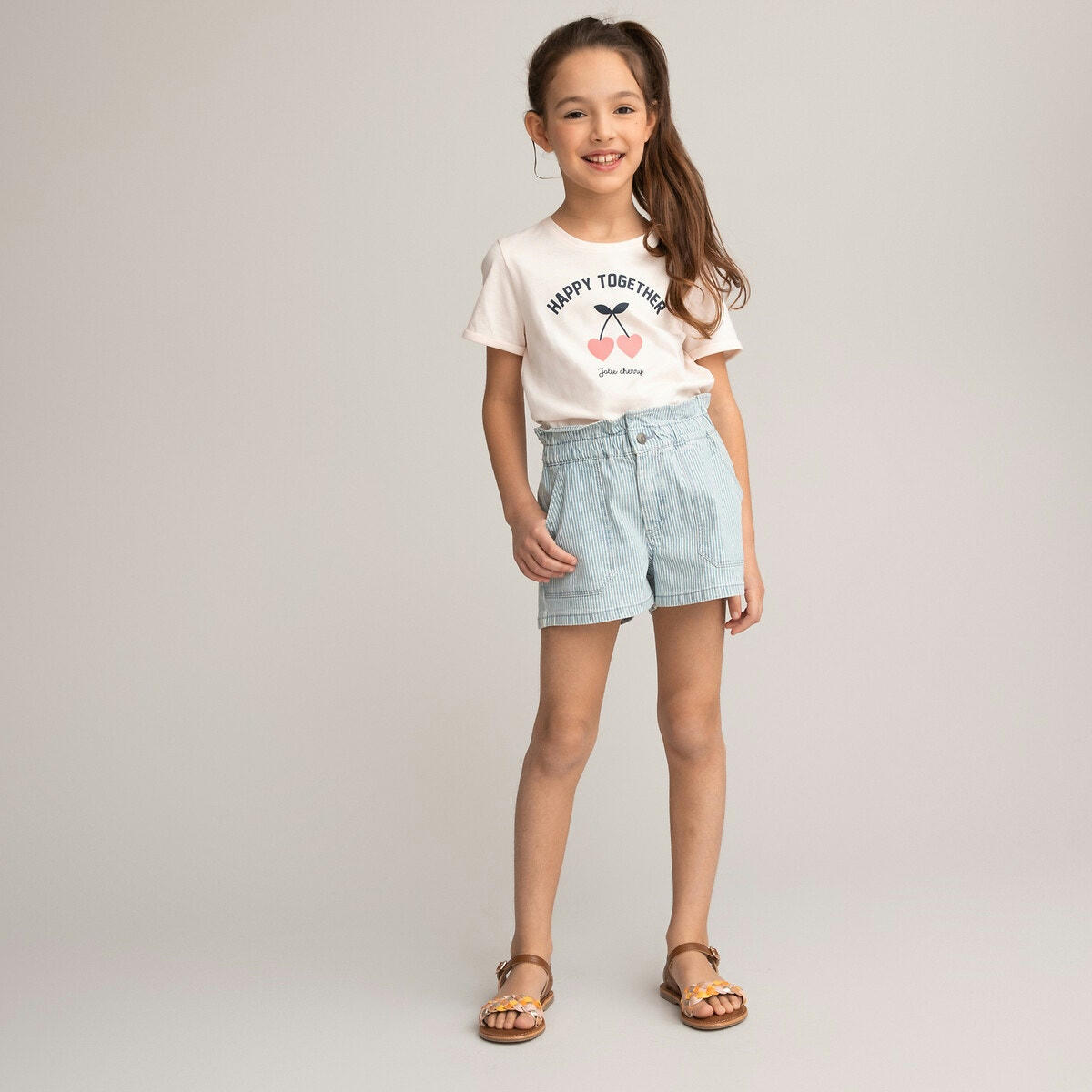 Short en jean rayé