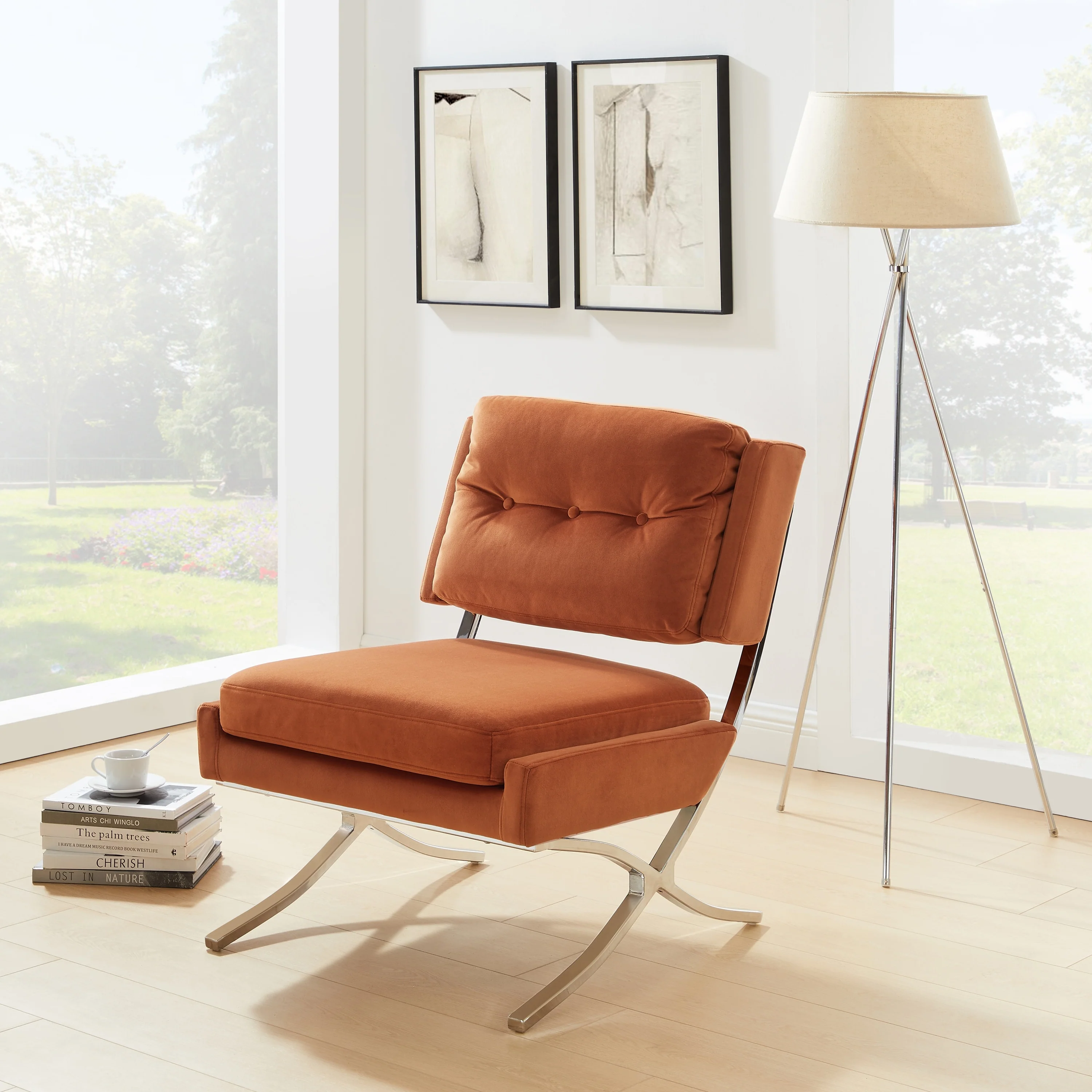 Art Leon Modern and Comfortable Velvet Armless Accent Chair