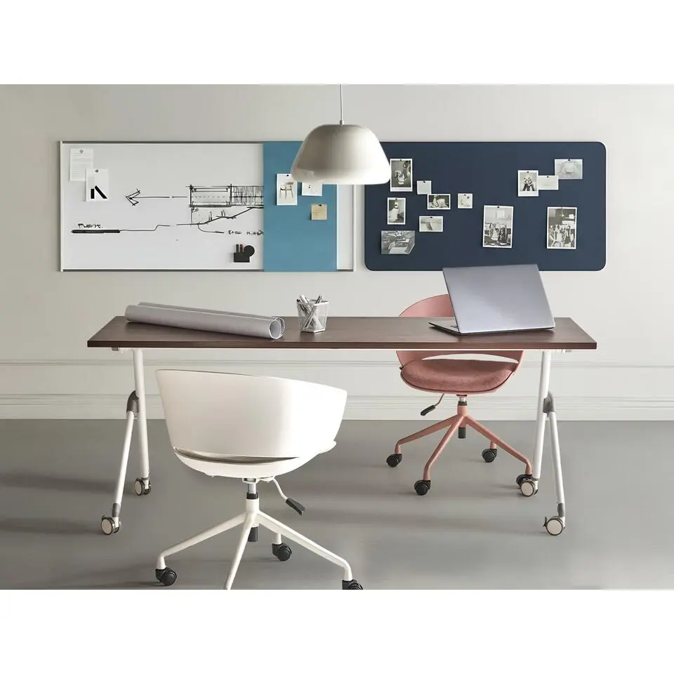 BENDI - Bureau inklapbaar - Donkerbruin/Wit - 180 x 60 cm - MFC