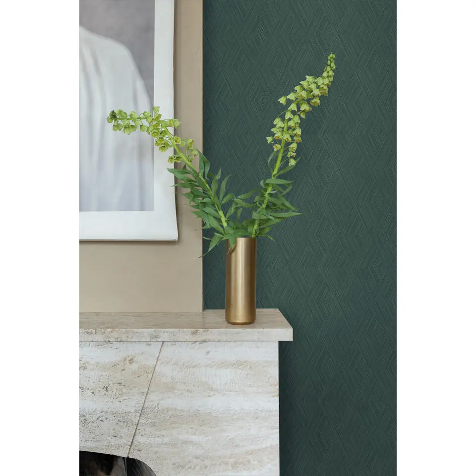 Origin Wallcoverings behang grafisch 3D motief donkergroen - 53 cm x 10.05 m