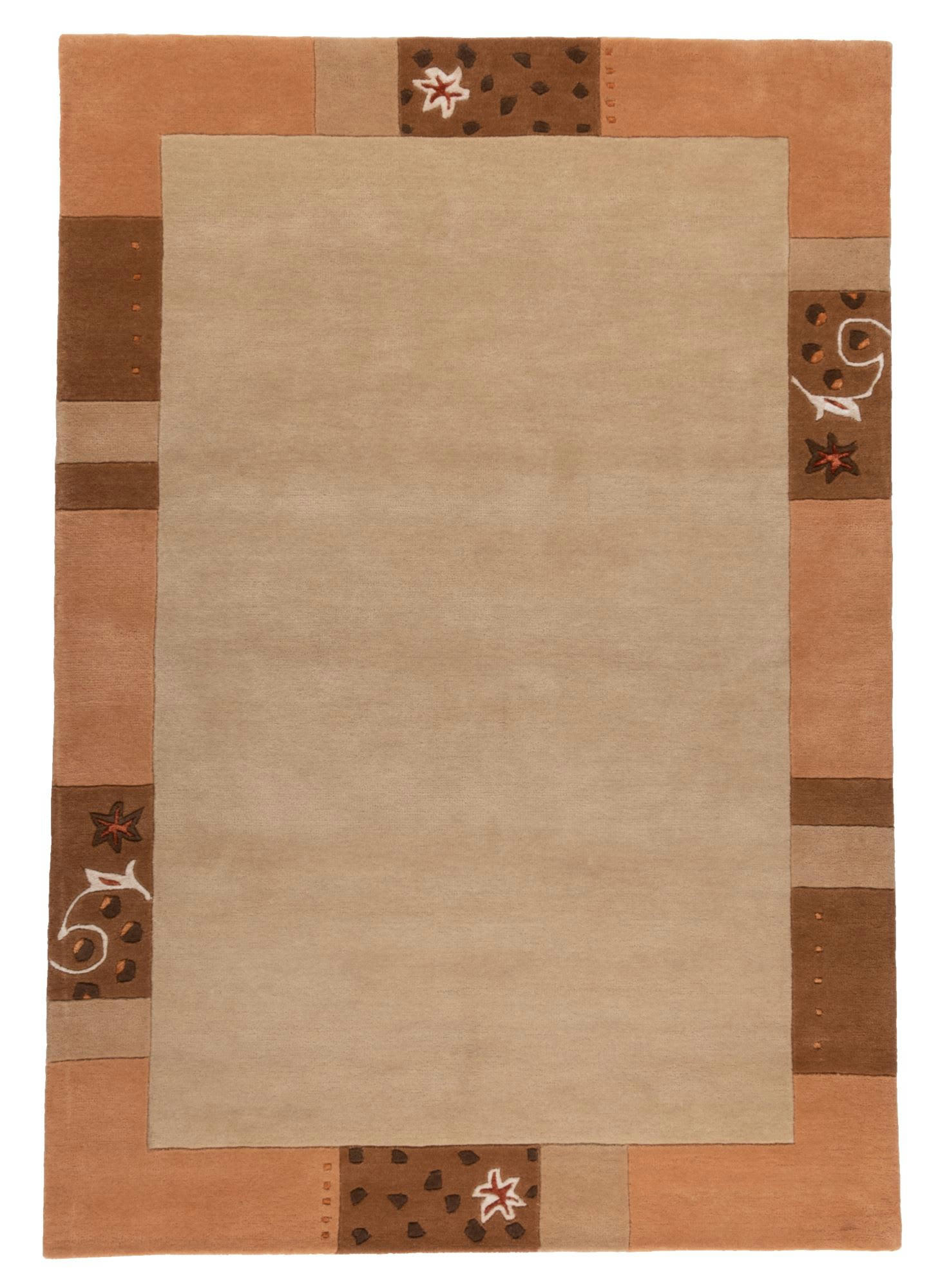 ROYAL GANGES - Tapis gabbeh floral en laine naturelle Miel 120x180 cm