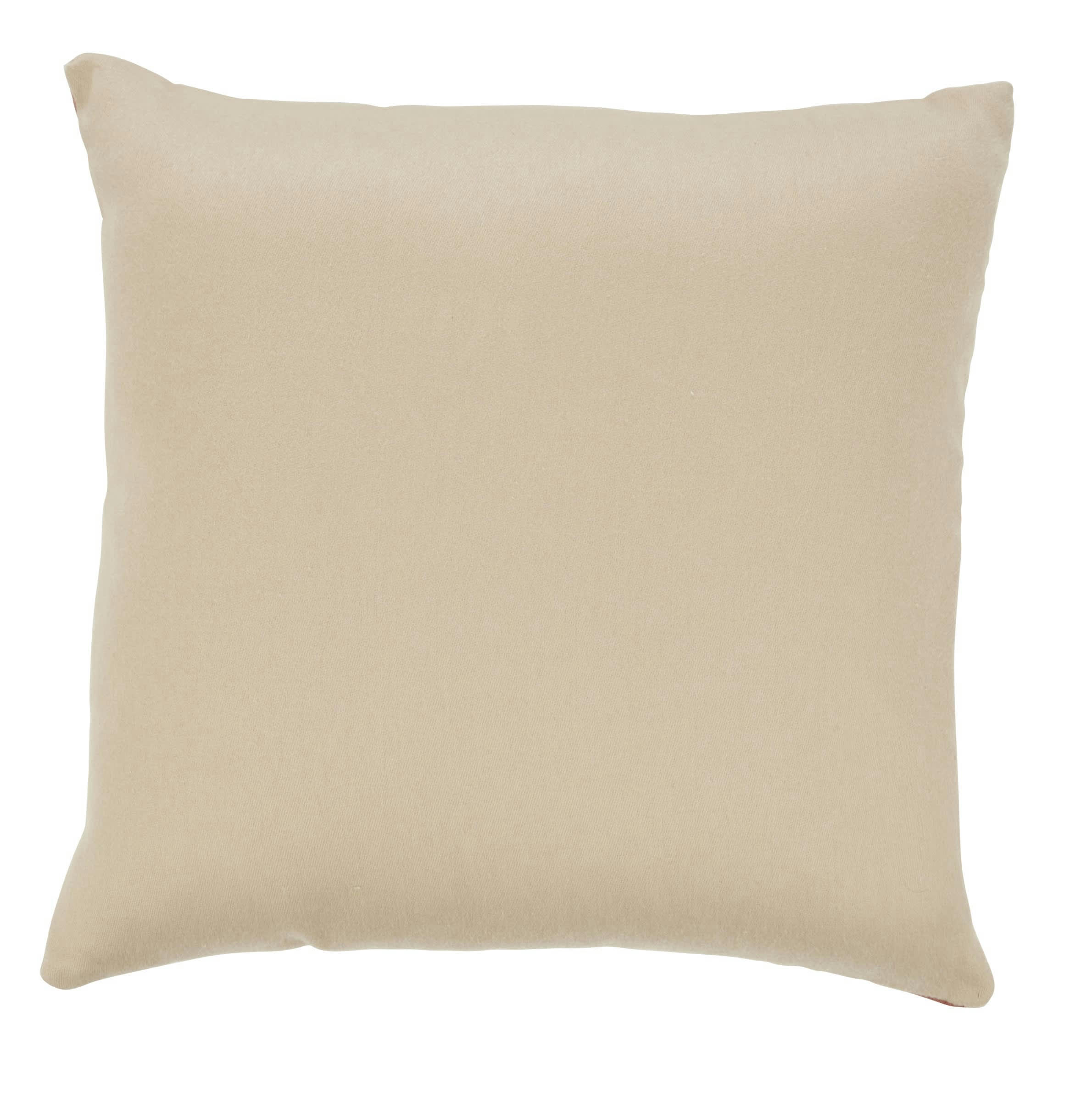 CHUKA - Coussin d'extérieur en polyester recyclé tissé jacquard motif feuillage marron et beige 45x45