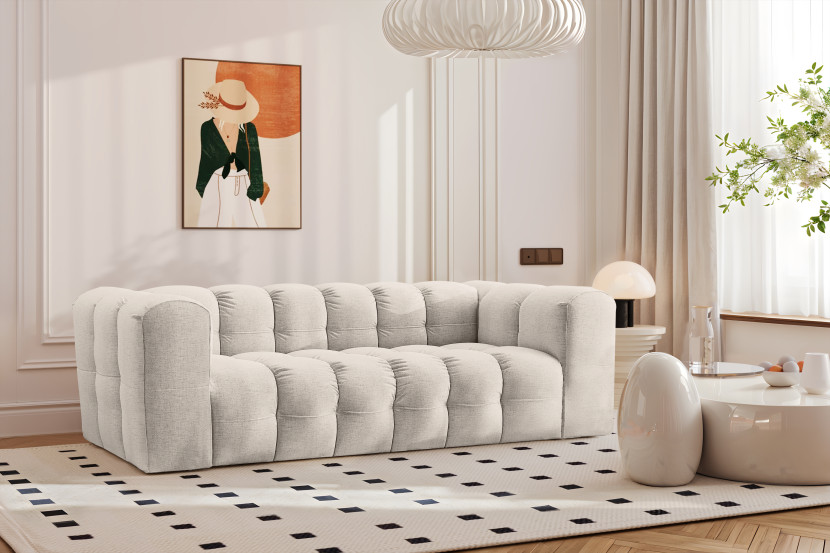 Sofa 3-osobowa, Kanapa BALOO, tkanina Szenil, Ecru