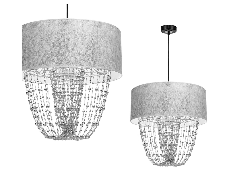 Lampa wisząca Almeria tkaninowa srebrna