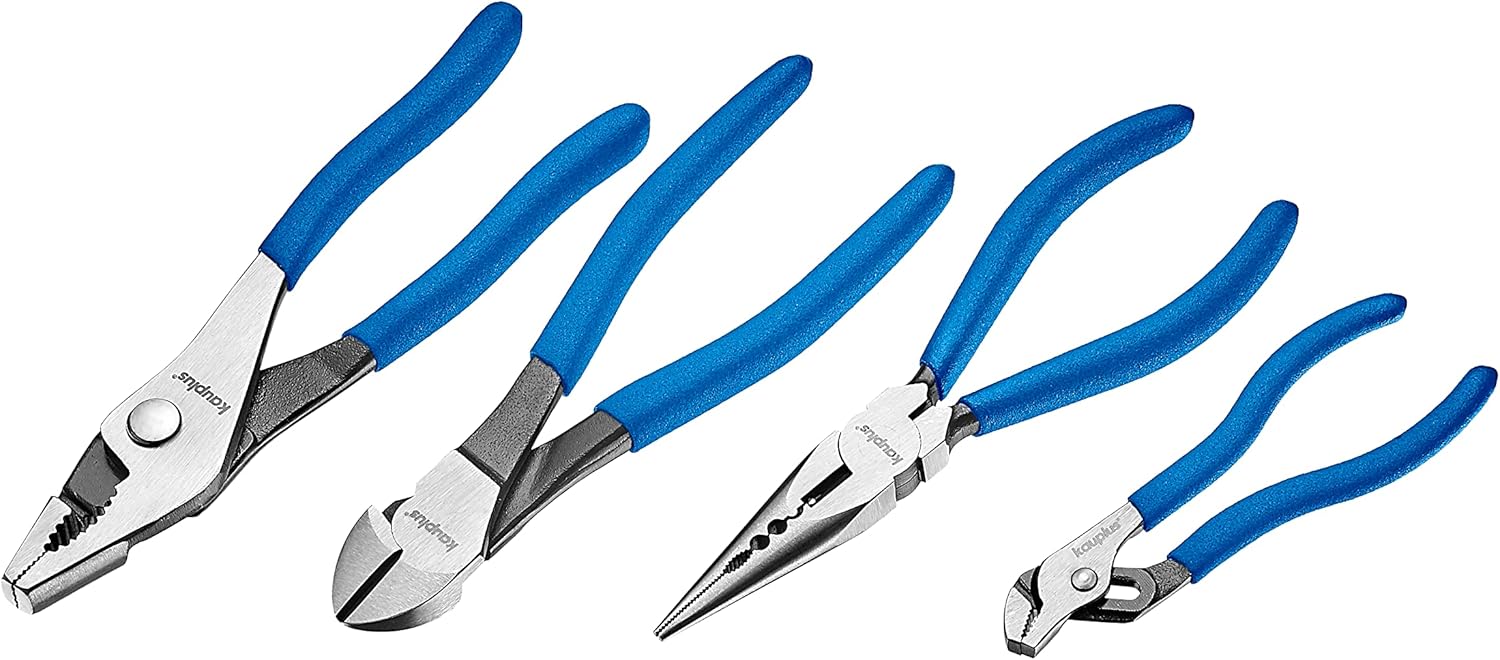 4-Piece Pliers Set- Water Pump Pliers -Slip Joint - Diagonal Cutter - Combination Long Nose - In Tool Roll