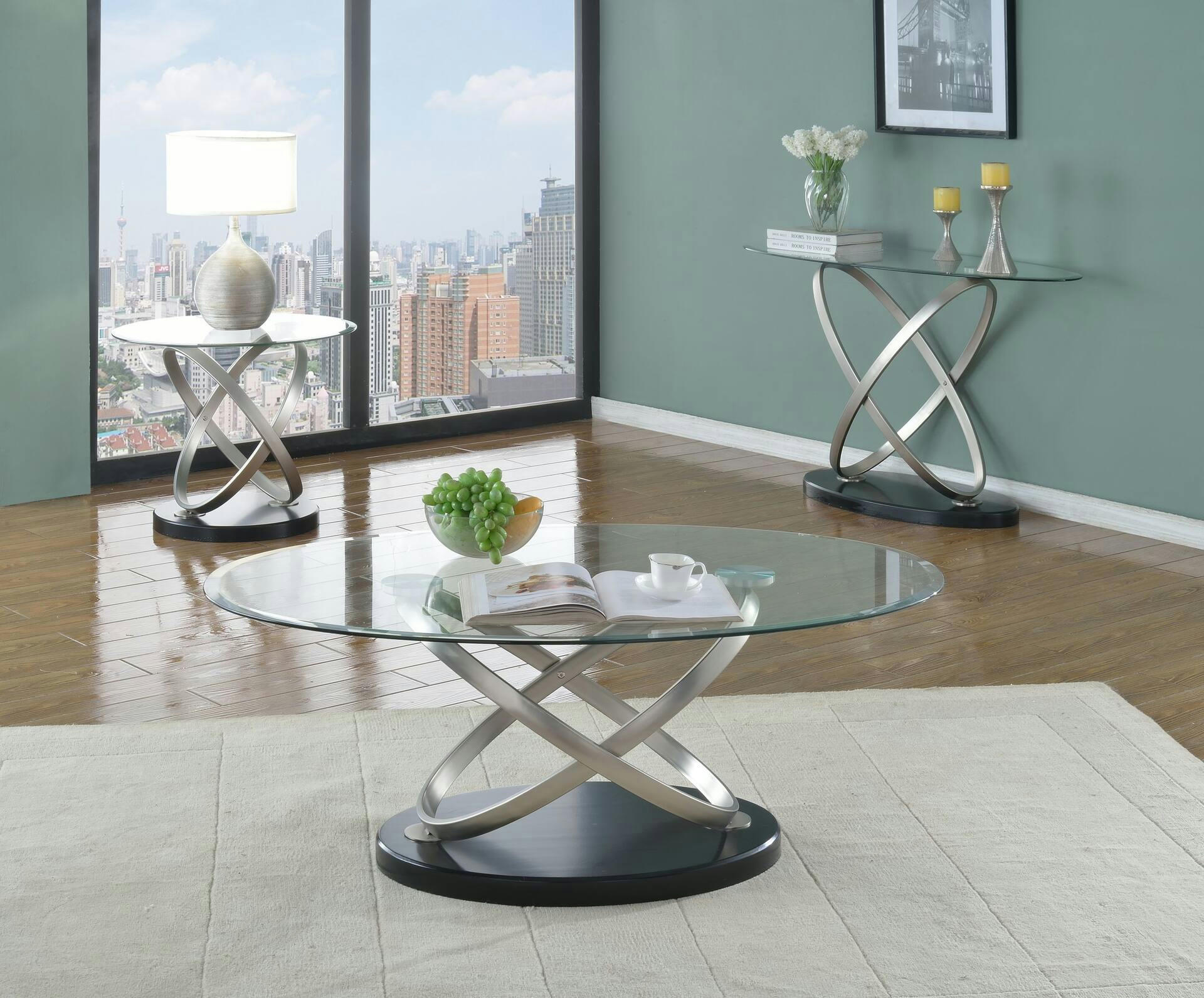 Brassex Kona Sofa Table, Silver/Black