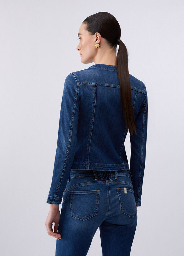 Giacca in denim con bottoni logati