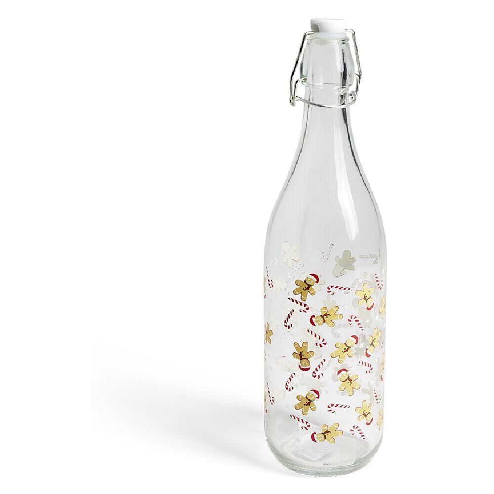 Bouteille verre officina 1L déco No&euml;l - 2 modèles