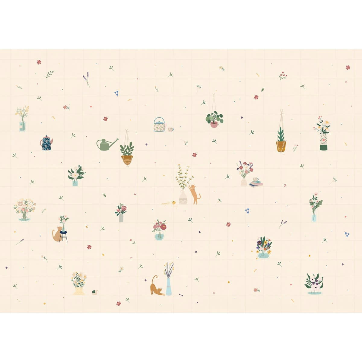 PETITS BOUQUETS - Papier peint panoramique motif floral Multicolore 384x280cm