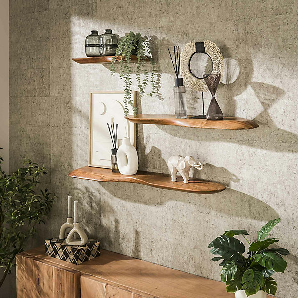 Etagère murale organique en bois d'acacia 120 cm MELBOURNE