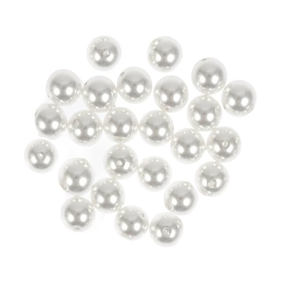 White Glass Pearl Beads 8mm 25 Pack