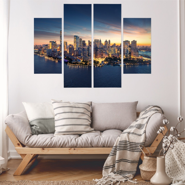 Obraz 4-Częściowy PANORAMA NYC Horyzont 3D 80x60cm
