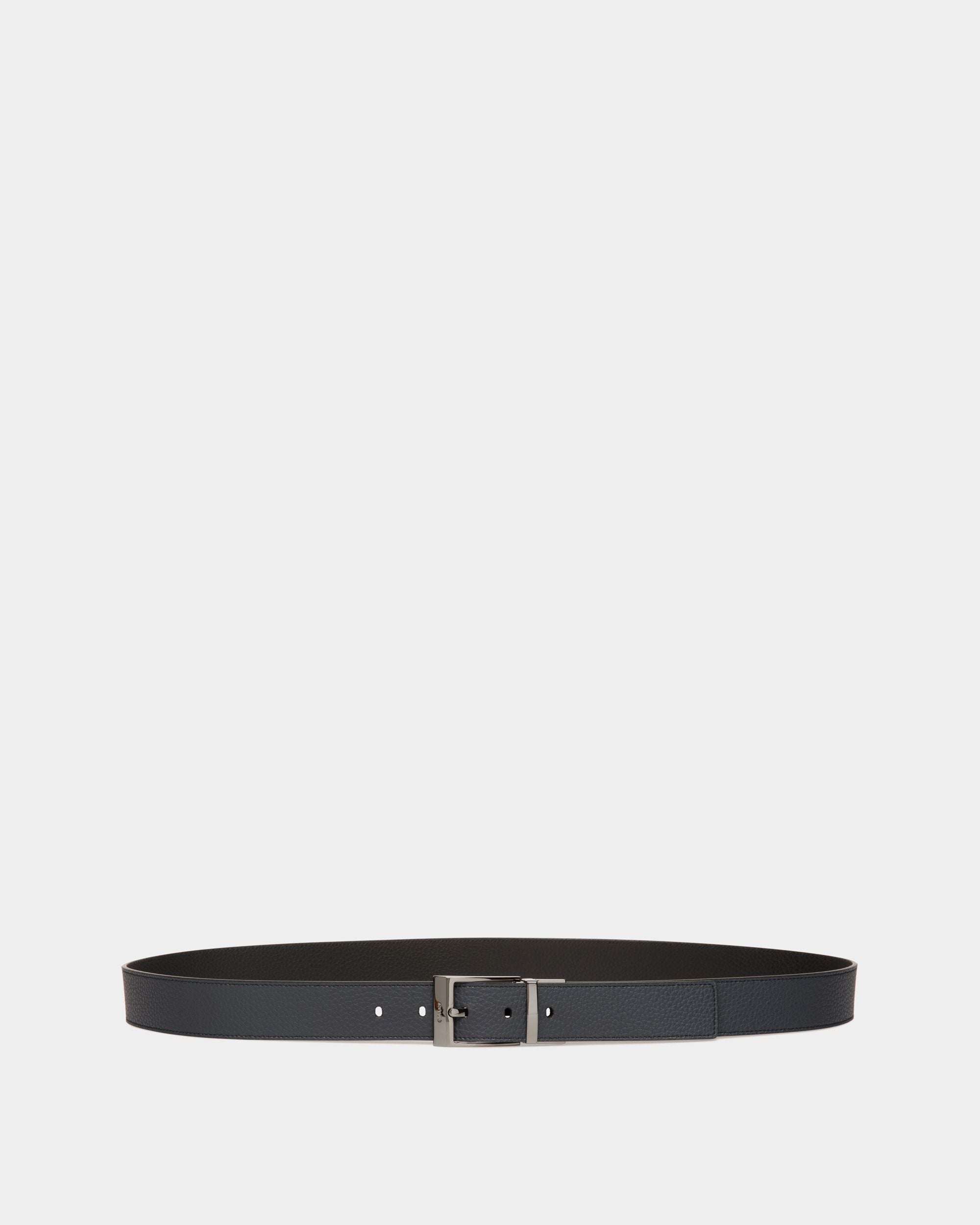 Shiffie 35 mm Verstellbarer Wendegürtel Aus Leder In Navy Blue Und Schwarz