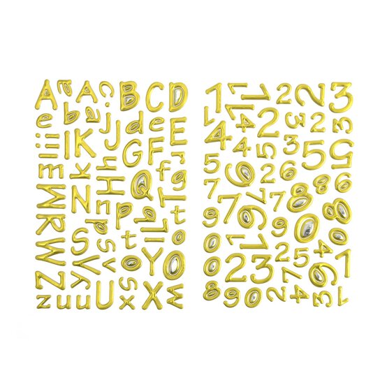 Gold Metallic Puffy Alphabet Stickers 116 Pieces