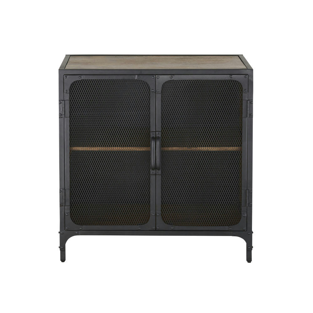 - Buffet 2 portes en bois de manguier massif et métal noir