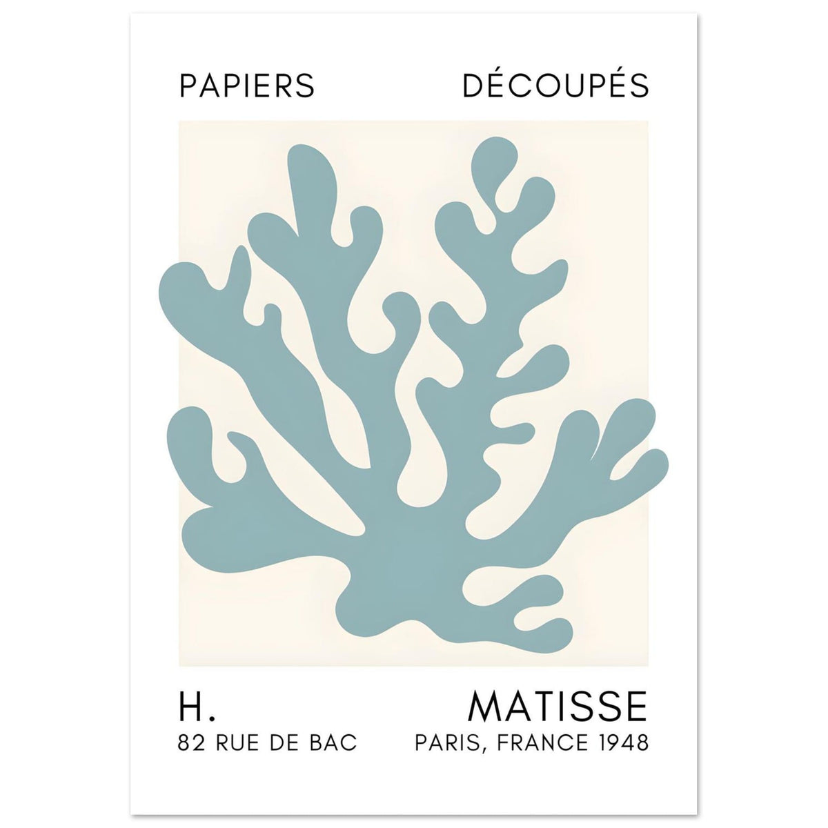 Artfulprints Poster Matisse – Saltflower shapes turquoise  - A4 21x29.7 cm - Turquoise