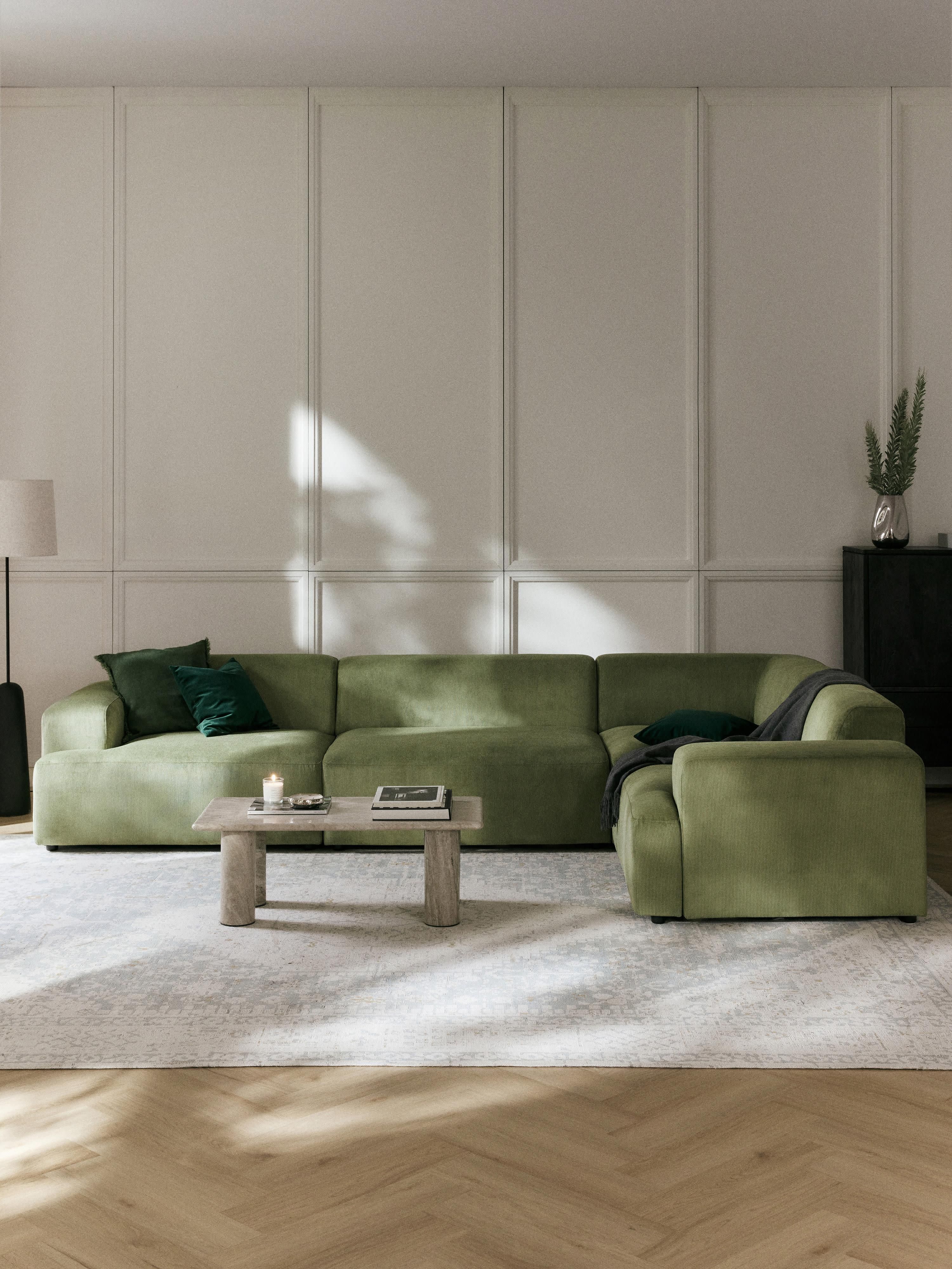 Großes Cord-Ecksofa Melva (4-Sitzer)
