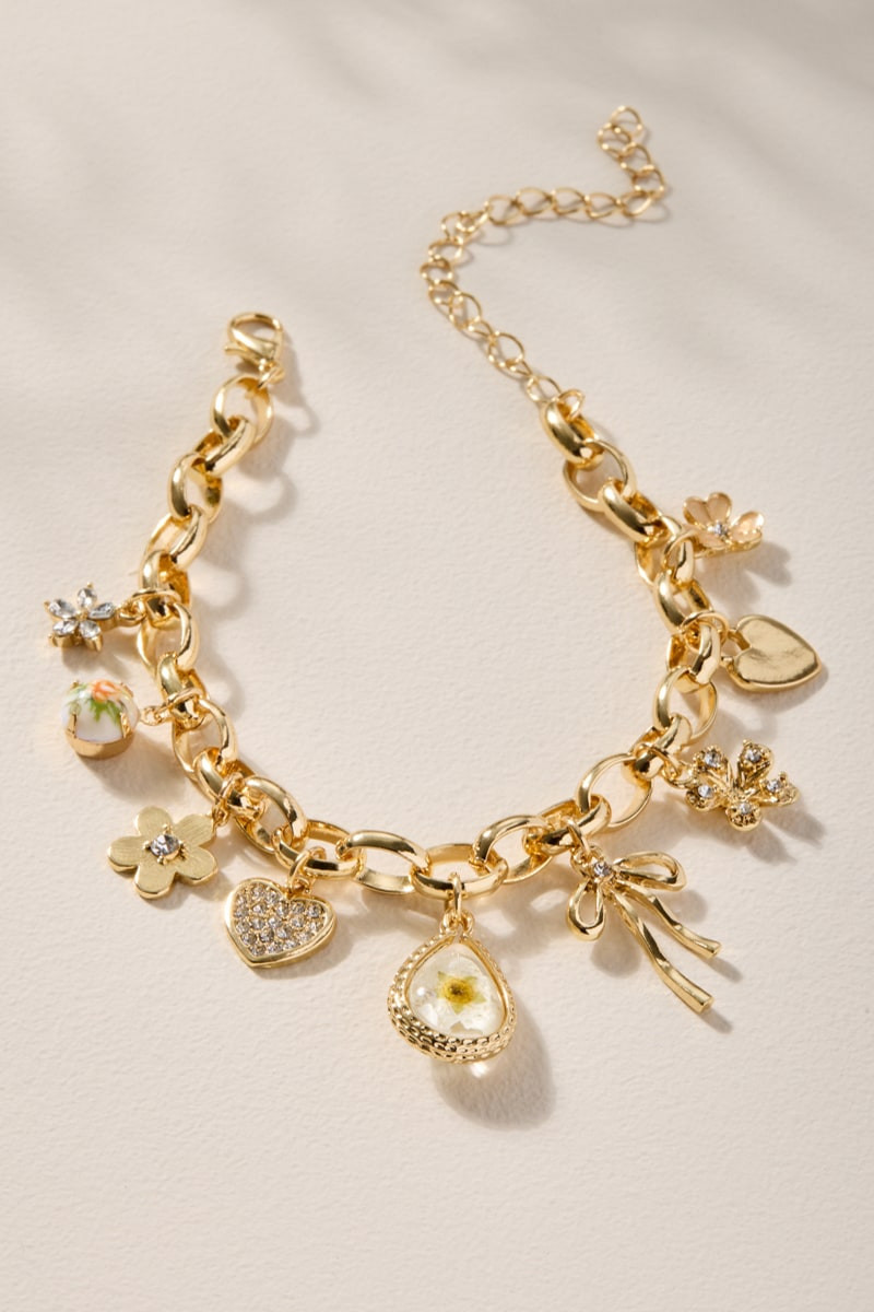 Emma Pressed Flower Charm Bracelet
