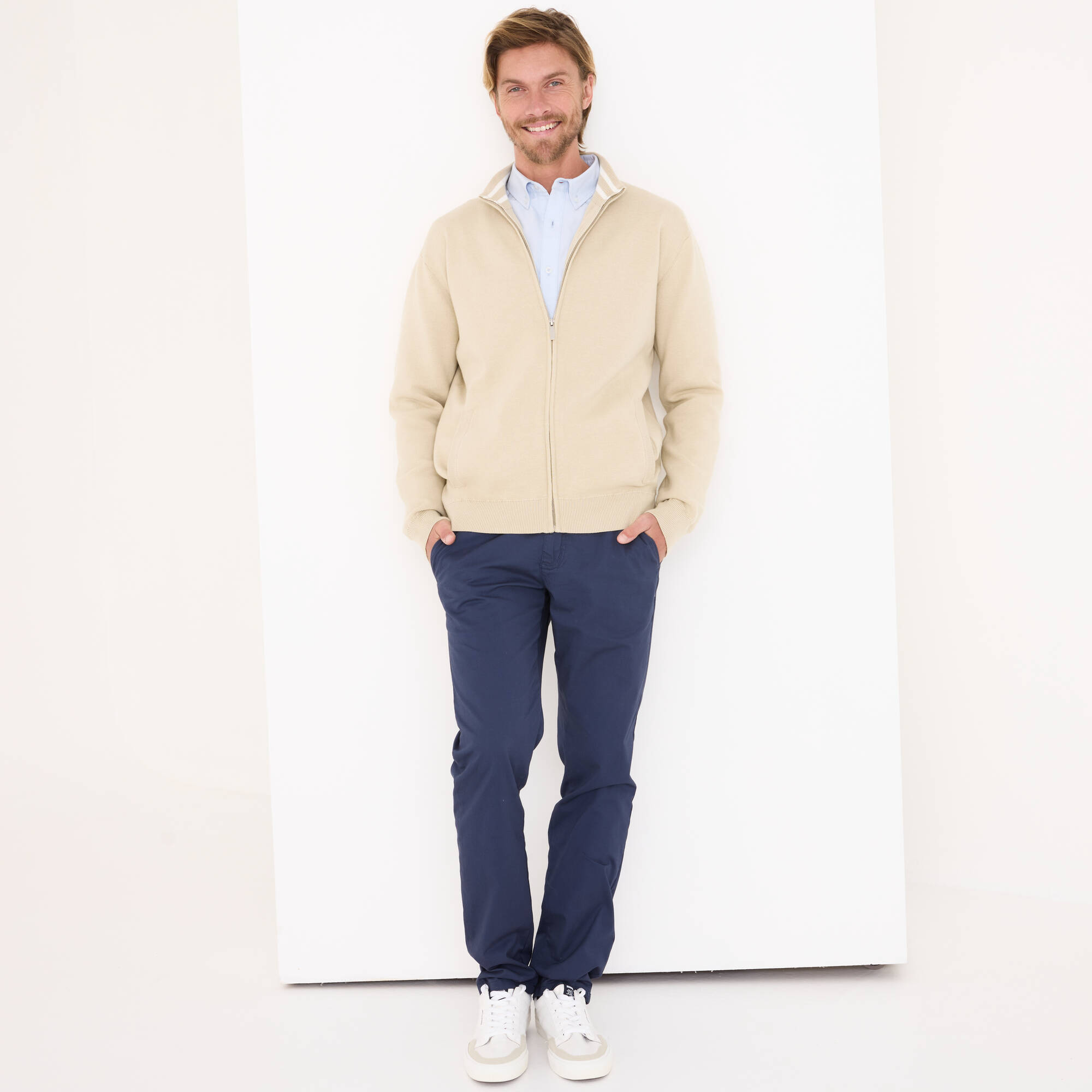Gilet zippé col montant en maille milano