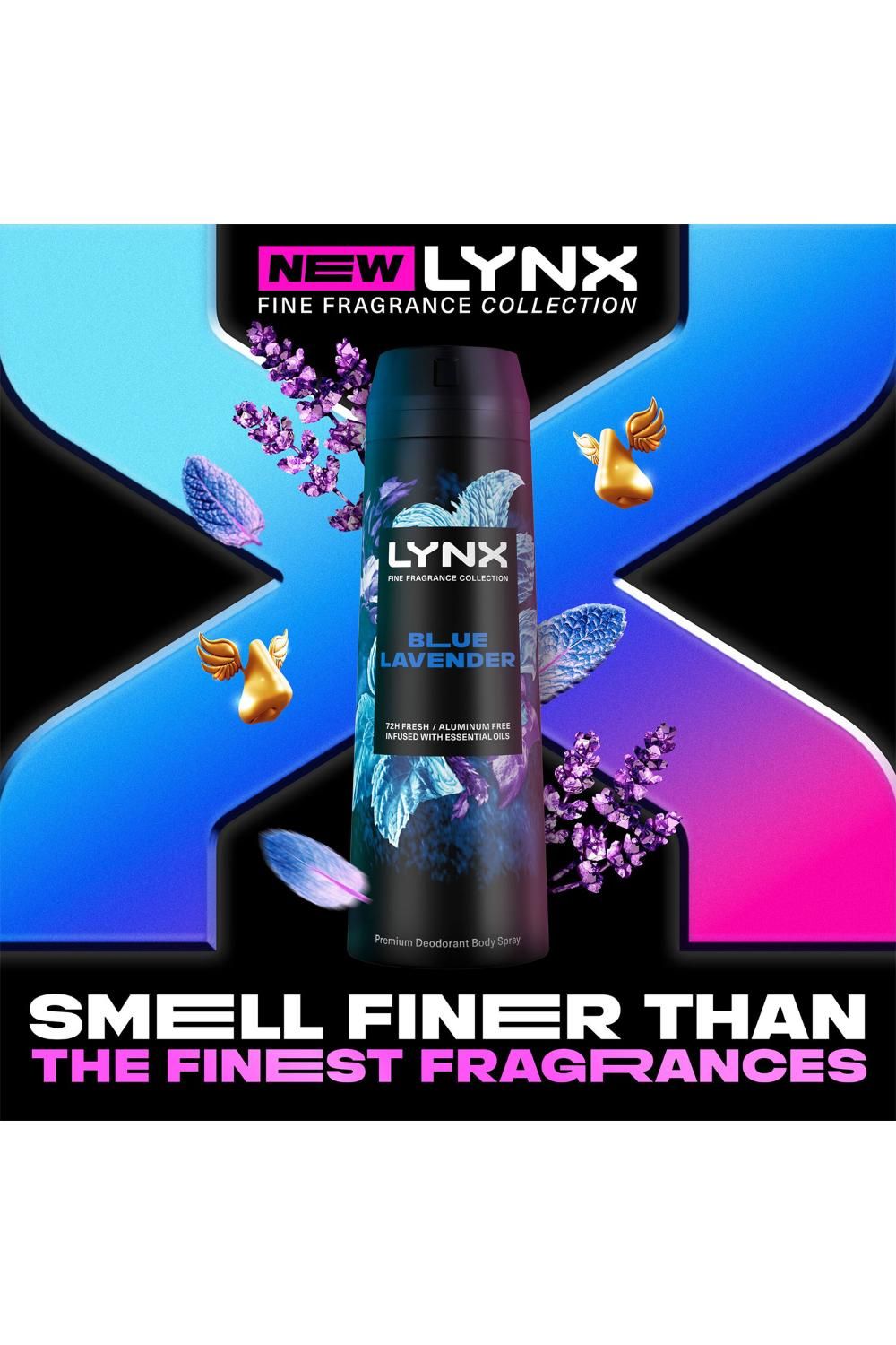Lynx Fine Fragrance Collection Blue Lavender Body Spray Deodorant 200ml,6pk