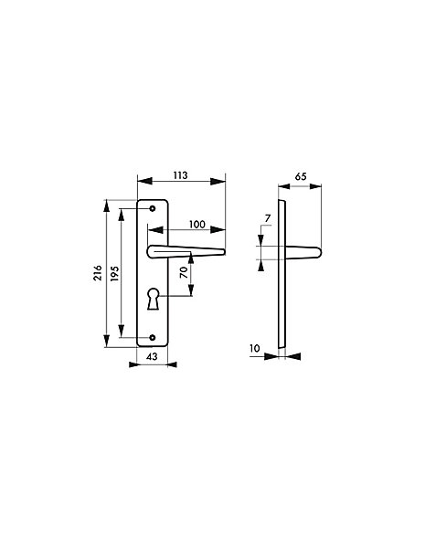 Ensemble de poignées pour porte de chambre Demeter trou de clé, entr'axes 195mm, chromé - THIRARD