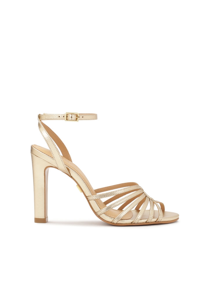 Elegant gold sandals with a comfortable heel