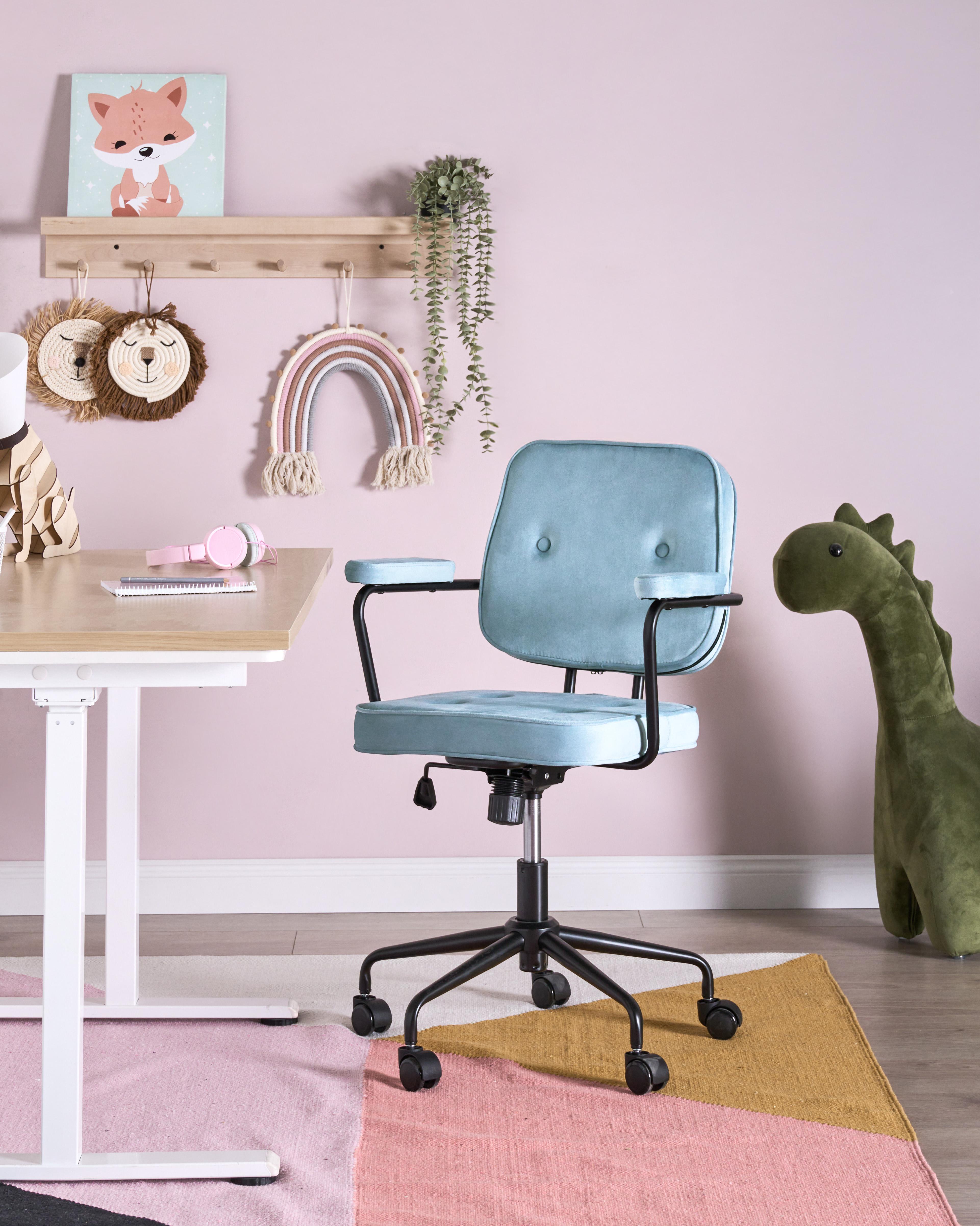 Desk Chair PAWNEE Velvet Light Blue