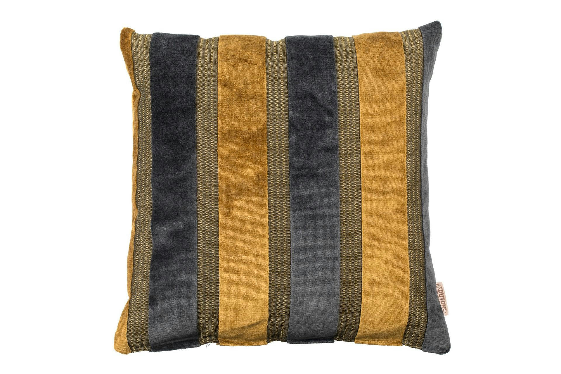BEVERLY - Coussin en tissu jaune et gris