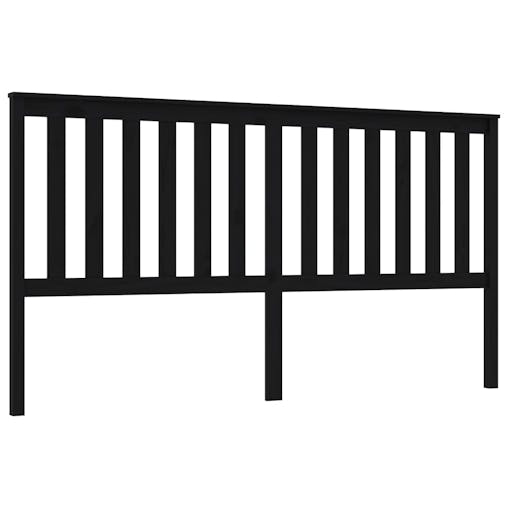 NNEVL Bed Headboard Black 186x6x101 cm Solid Wood Pine