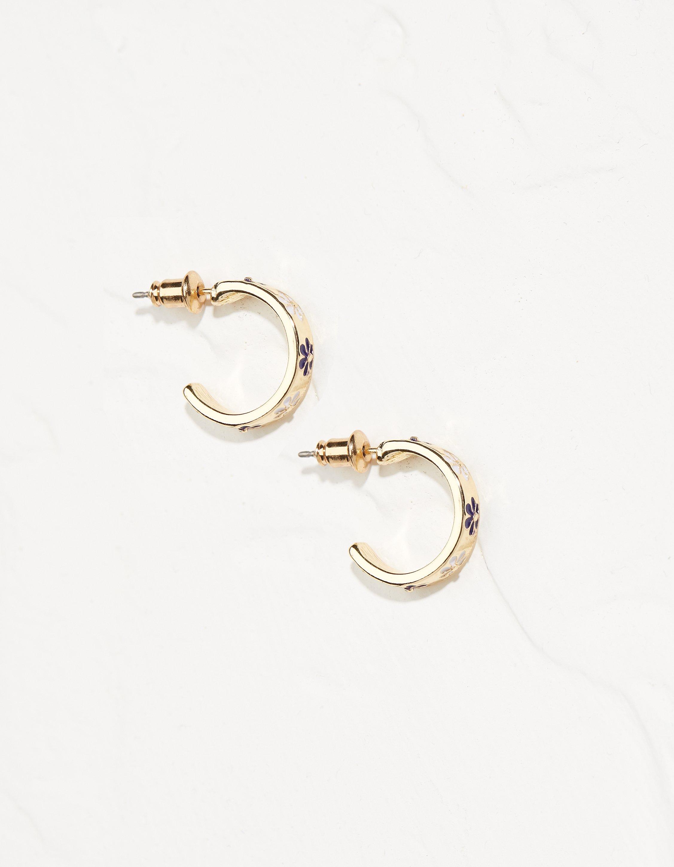 Enamel Daisy Hoops