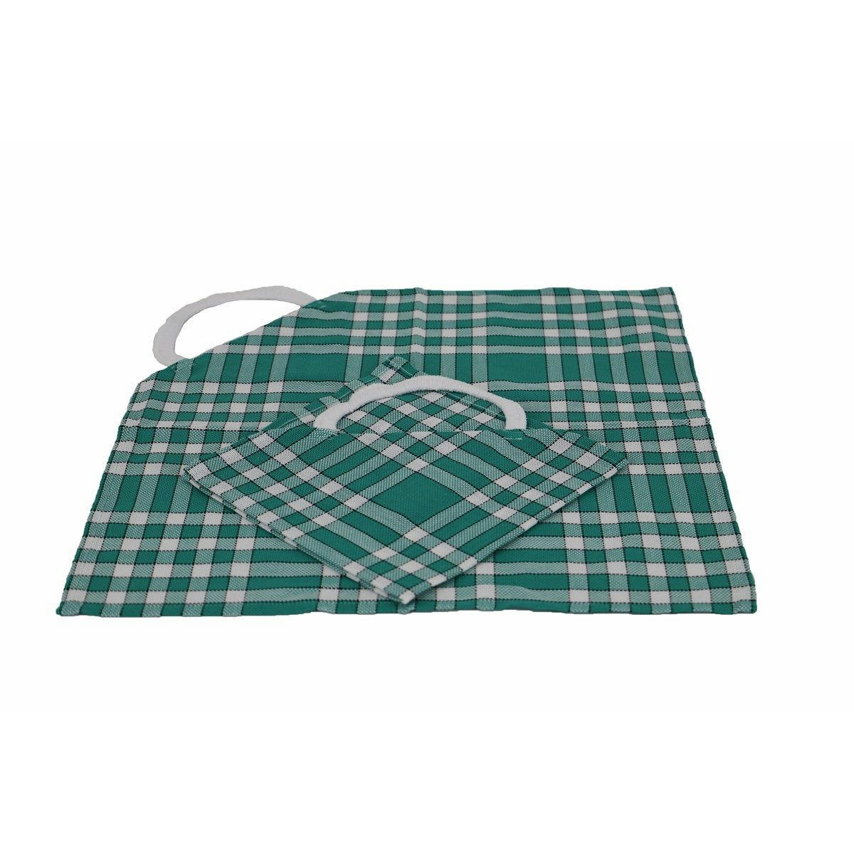 - Lot de 2 bavoirs coton carreaux vichy Normand vert 50x50