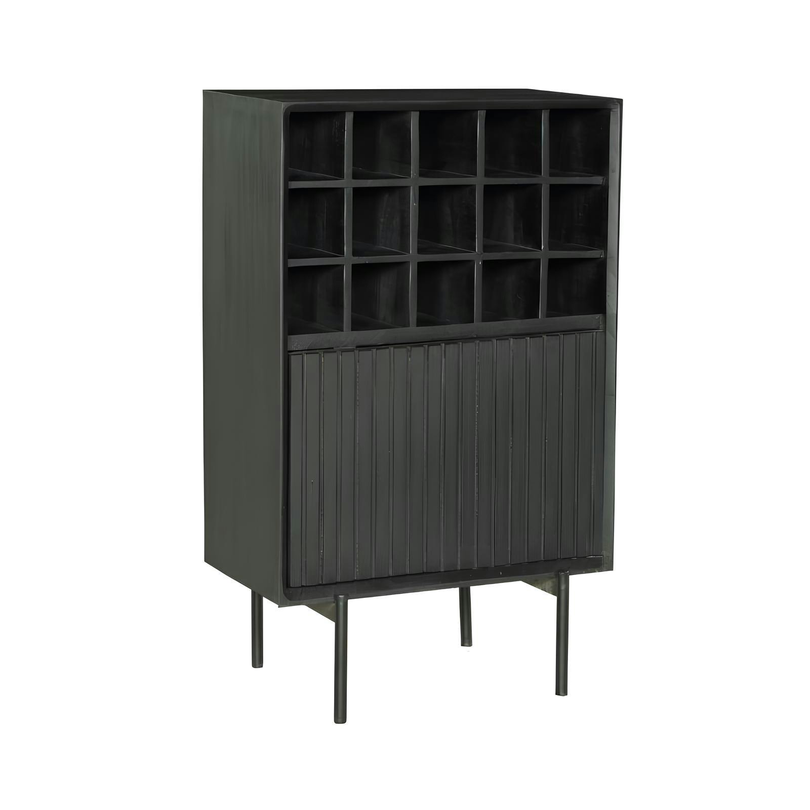 Minibar salon bois noir 1 porte 1 casier CORTINA