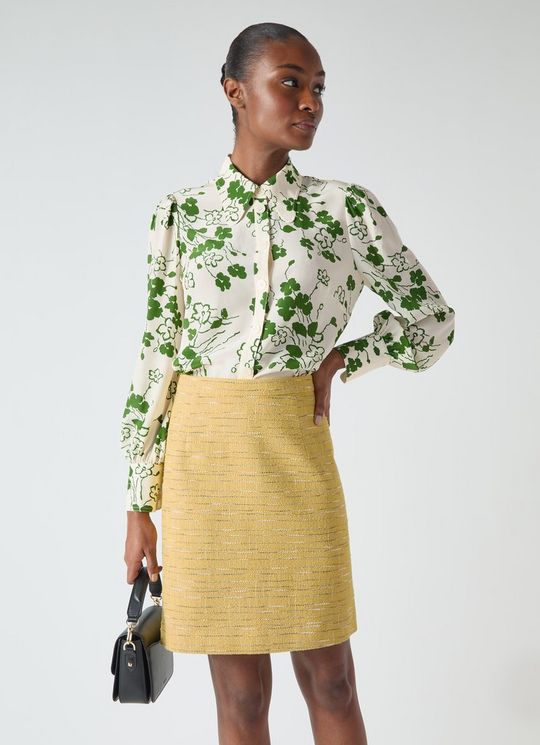 Varley Yellow Tweed Mini Skirt
