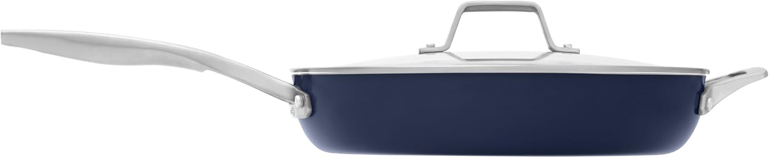 Calphalon® Premier Ceramic Nonstick 12 Frying Pan with Lid, Midnight Blue